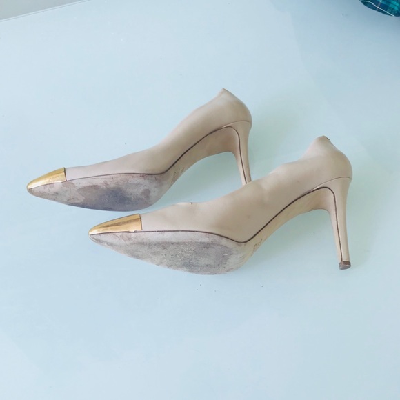 J.crew Tan & Gold Pumps Size 8.5 - Picture 6 of 8
